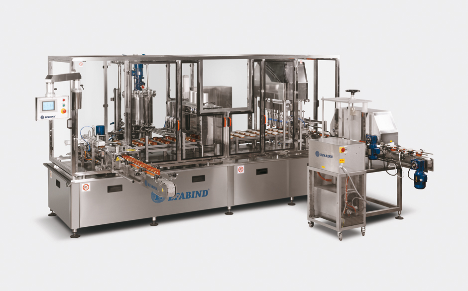 L-750 Gra: Modules.
 Filling of solid and liquid products.
 Module of film cutting and wrapping.
 Induction sealing.
 C.I.P. cleaning system.
 Printed film centring system.
Integrated modules / adapted for each type of container
Containers introducing module.
Filling.
Denester / Positi...